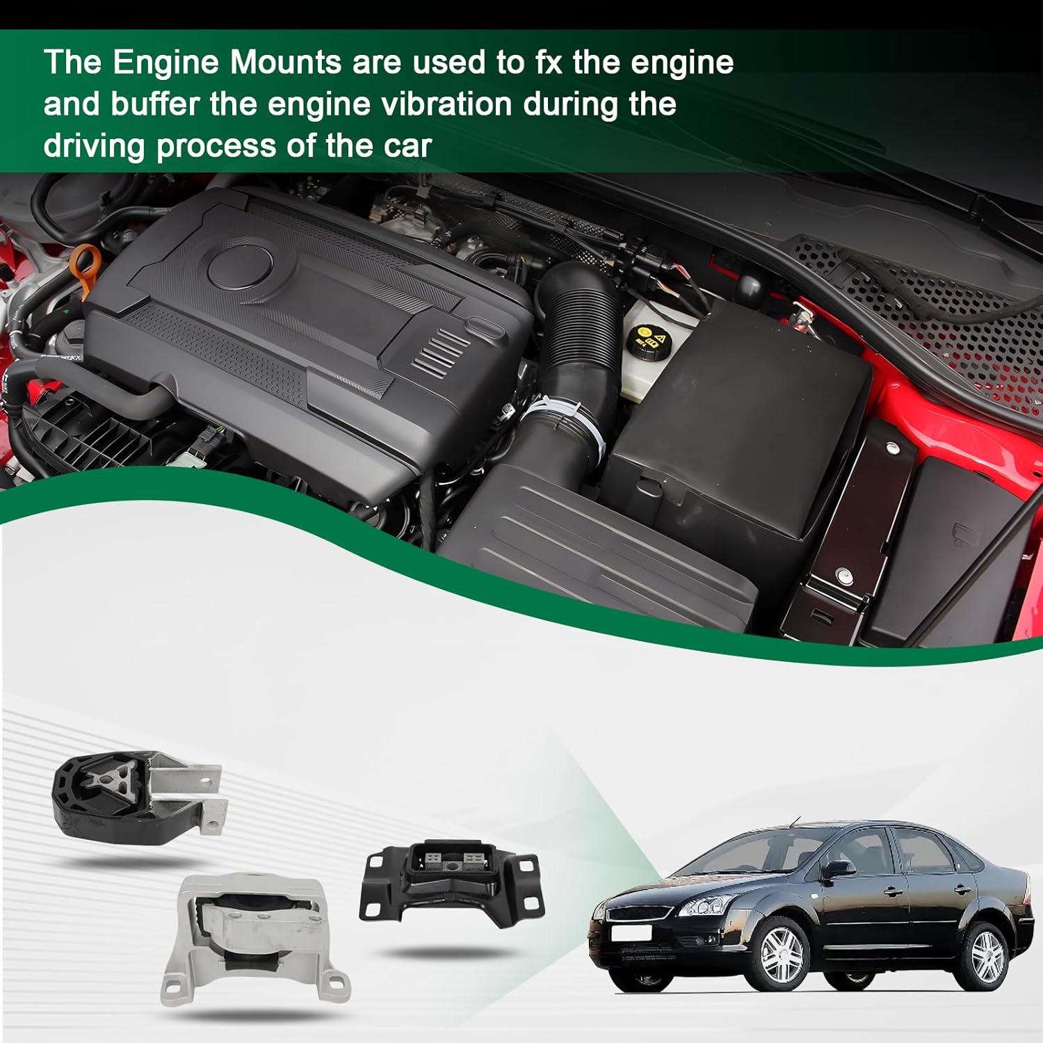 SCITOO Engine Mount Trans Mounts Set Fit for Ford Focus 2000-2003 CV6Z6068A, BV6Z6038A