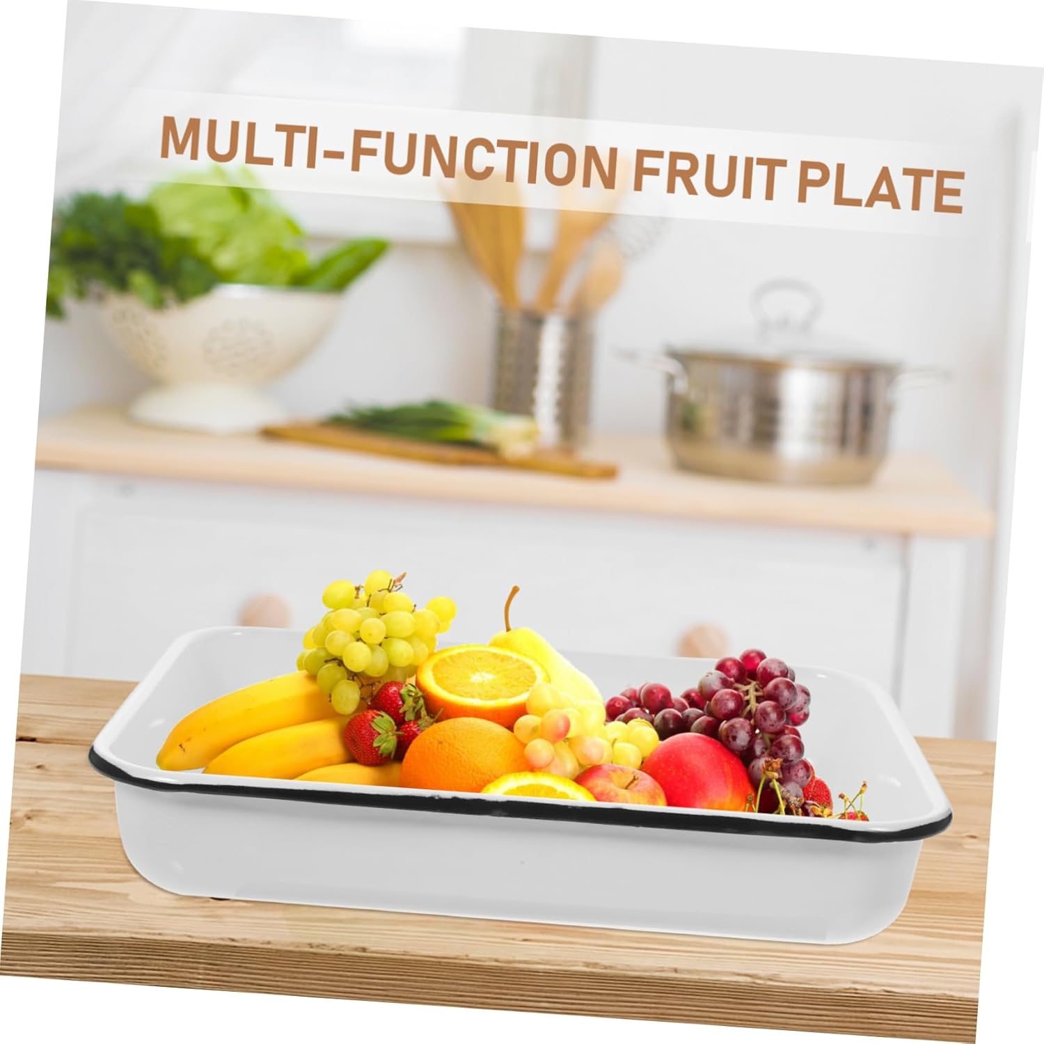 VICASKY Heat Resistant Enamel Baking Tray Non Stick Multifunctional Bake Pan for Oven Cooking Food Preparation and Storage Wear Resistant Kitchen Roasting Pan with Easy Clean Random Color