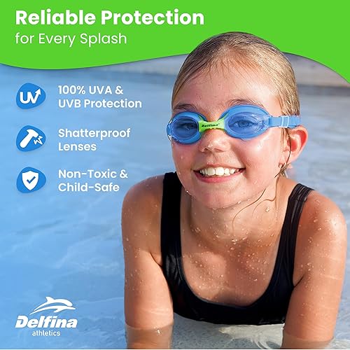 Miniatura 3 de Delfina Gafas de natación para niños de 2 a 7 años, cómodas, sin fugas, antivaho para niños para nadar