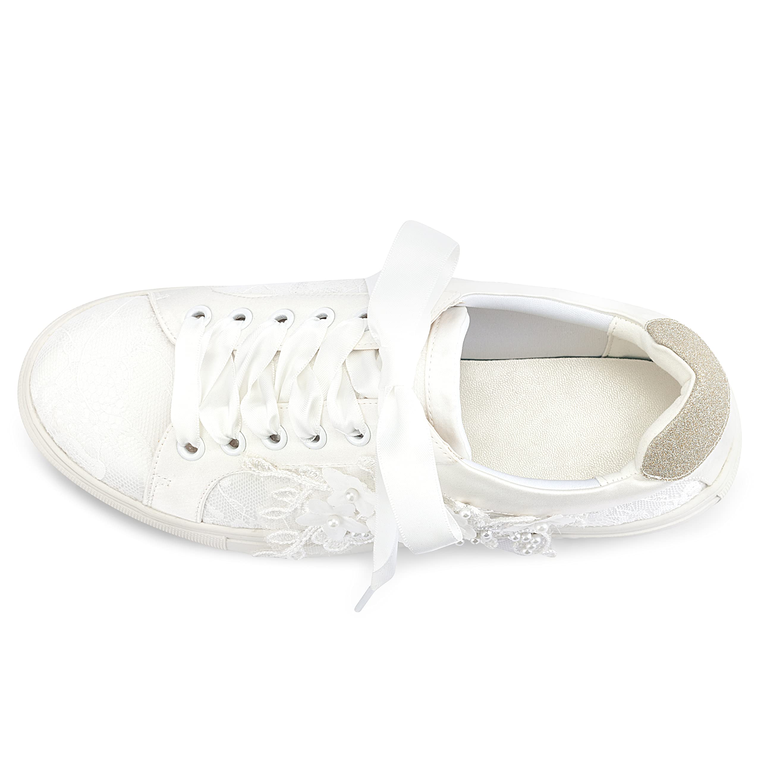 JIAJIA 8837A Scarpe da Sposa Scarpe da Ginnastica Appartamenti Sposa Tennis Scarpe Pizzo Scarpe da Ginnastica