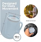 Copco Cone Travel Coffee Mug, 16 oz - Insulated Drinkware with Spill-Proof Lid and Handle, Microwave & Dishwasher Safe - BPA-Free, Compact for Desk & Cup Holder Friendly (Light Blue)