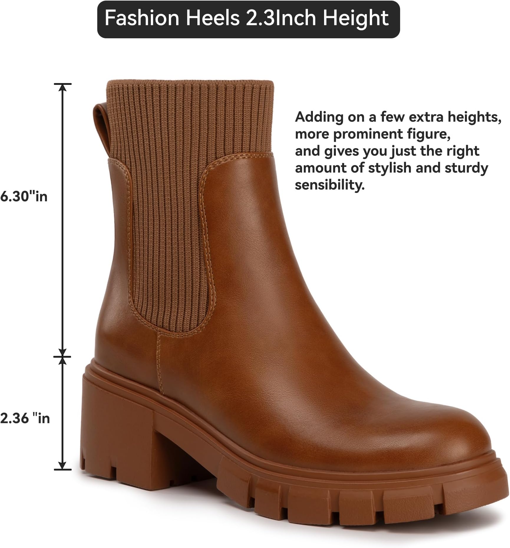 Athlefit Women's Chelsea Boots Fashion Slip on Platform Ankle Boots Lug Sole Chunky Booties