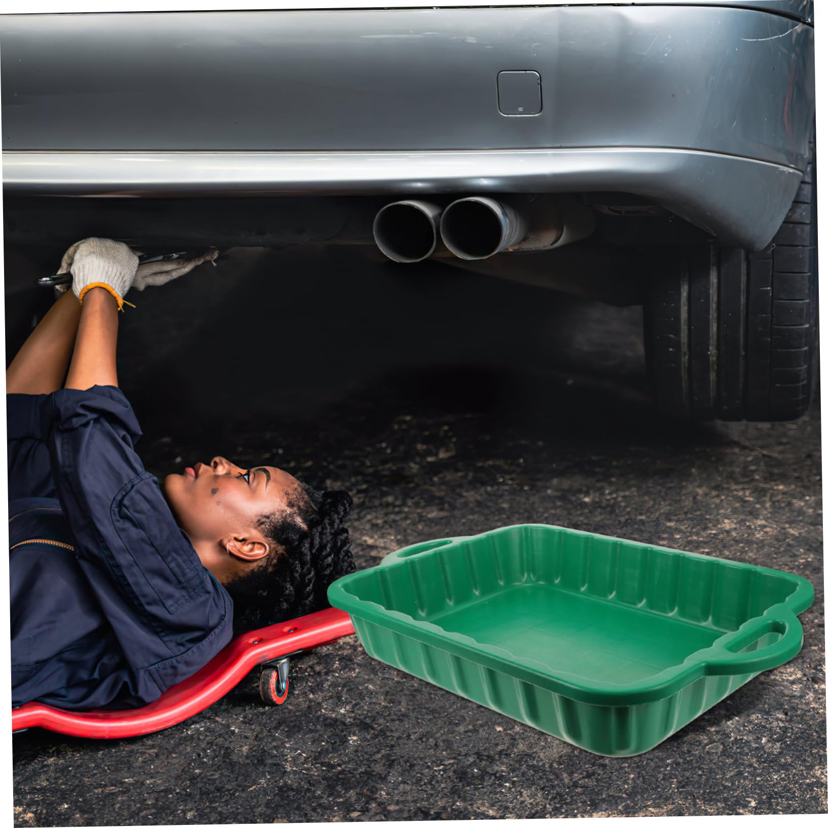 NOLITOY Bac D’Huile de Plastique Vert Récupération en Vidange Automobile