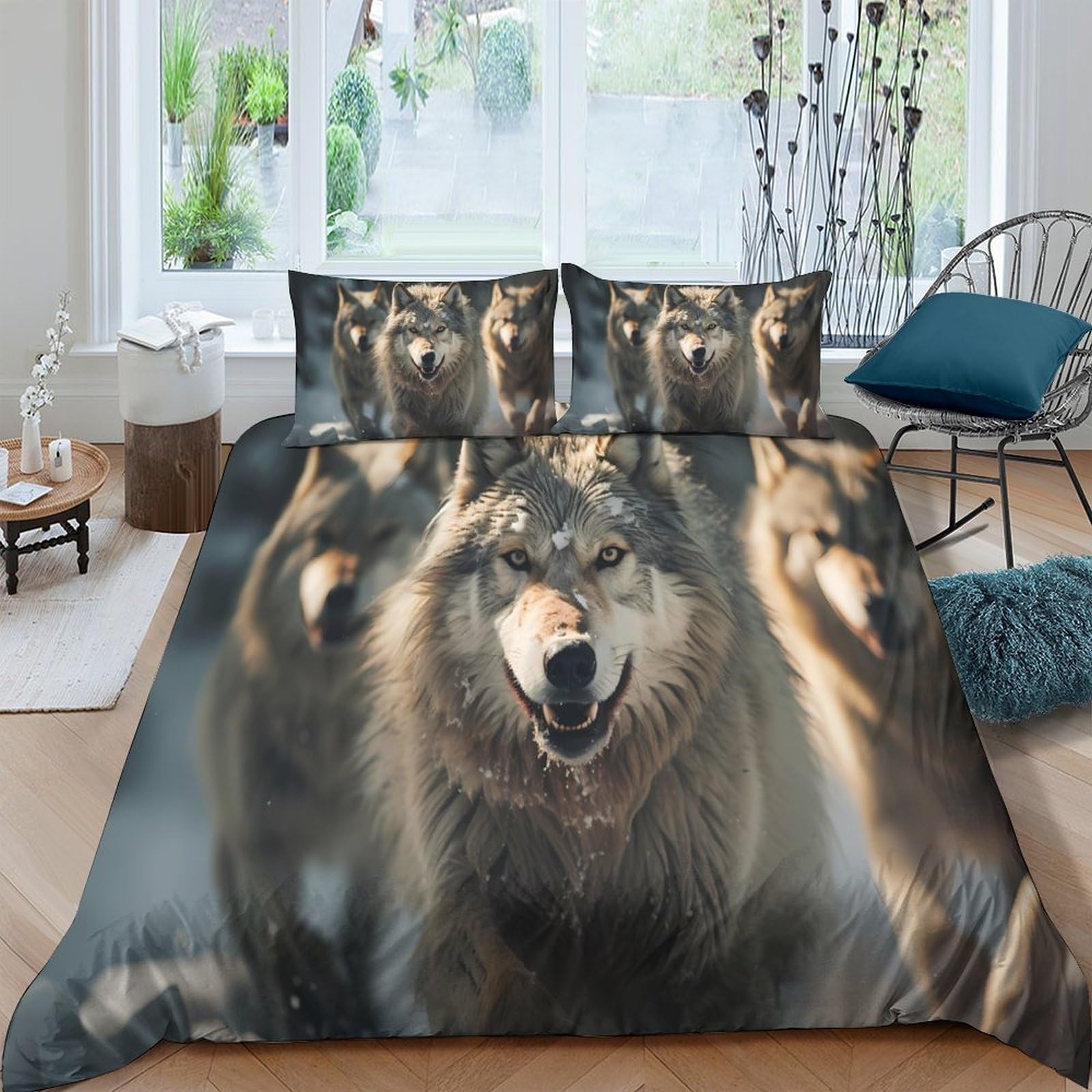 Ctjqhvkz Style-2 3D Printed Wolf Forest Fitted Sheet Microfiber Soft Breathable Night Sky Bed Cover For Bedroom Decor Single（135X200cm）