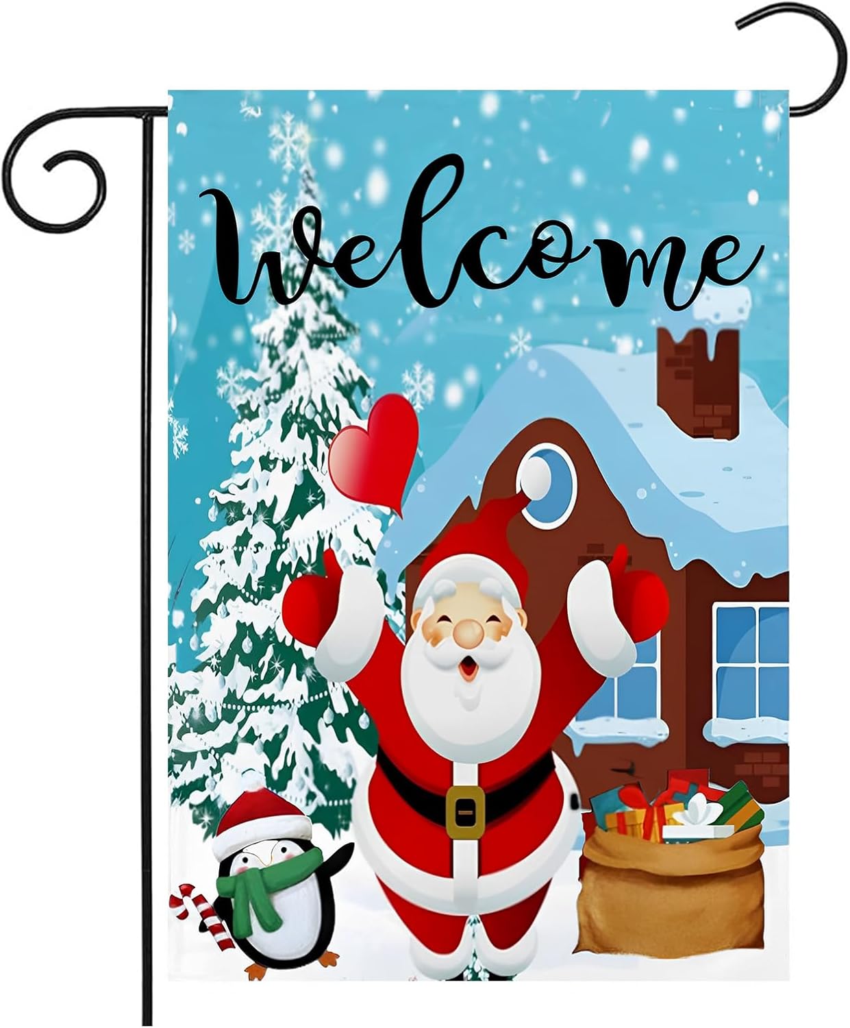 Christmas Garden Flags 12x18 Double Sided, Santa