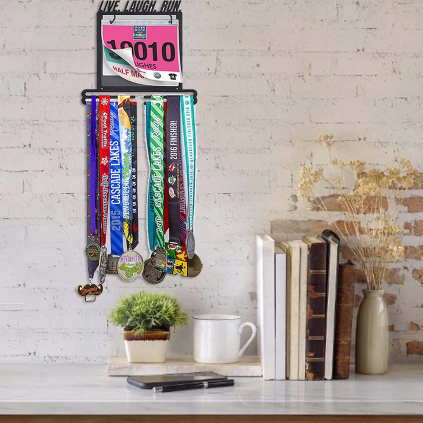 Race Medals Halterung für Medaillen, Premium-Medalen-Display-Rack, Gymnasts-Medalen-Halter, für Sport Race Runner Sturdy Schwarz