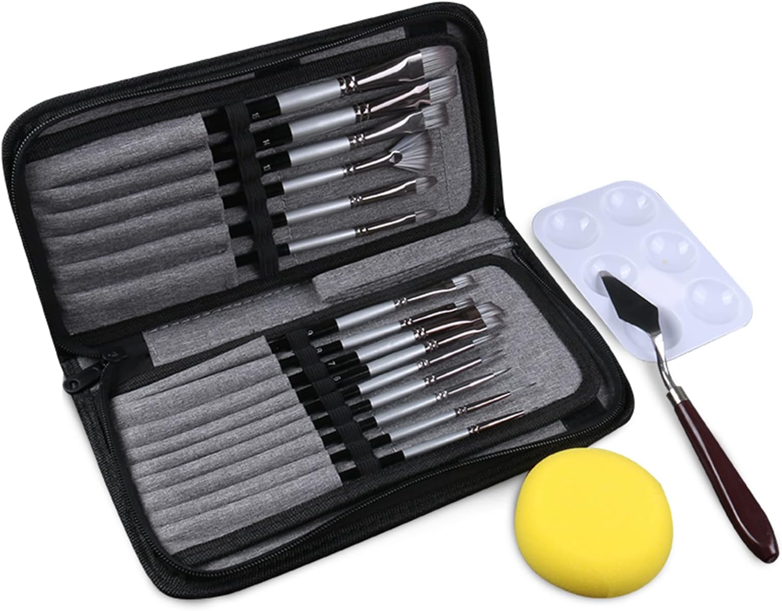 Paintbrushes Artists Paint Brush Set Nylon Hair Oil Watercolor, Oil Painting Pen Set of 19 Nylon Wool Acrylic Oil Brush Studio Beginners Moderately Soft and Hard Pen Contains Palette Sponge