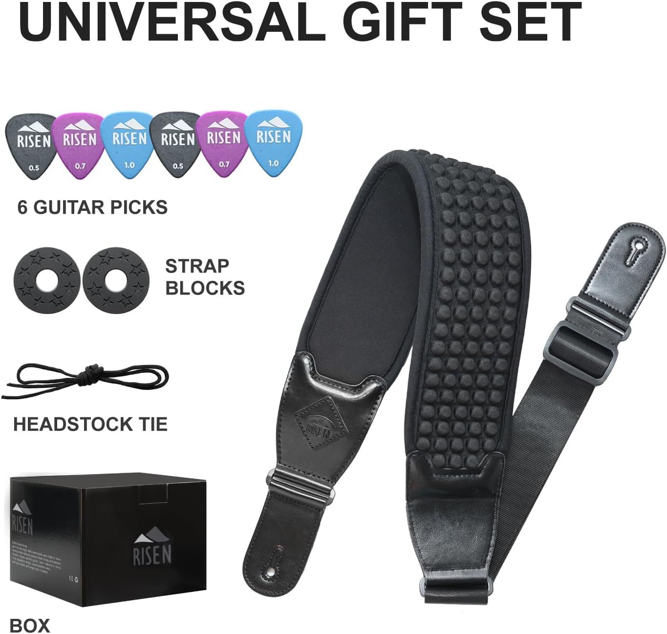 Guitar Strap for Electric Guitar and Bass, 3＆3.5 inch Wide Adjustable Padded Neoprene Strap with 3D Sponge Filling