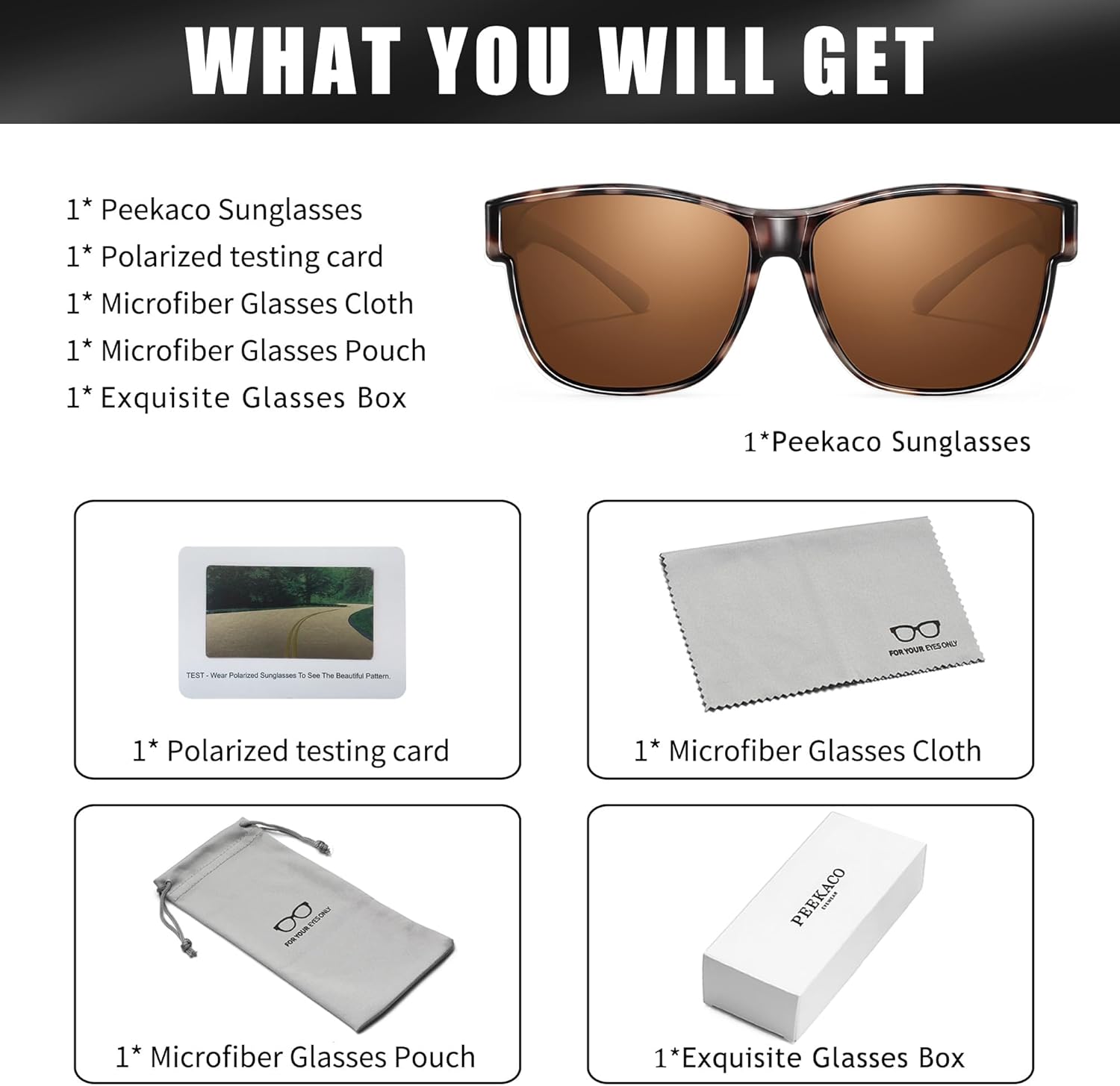 Polarized Sunglasses Fit Over Glasses for Women Men, Oversized Square Summer Shades UV400 Protection - Image 7