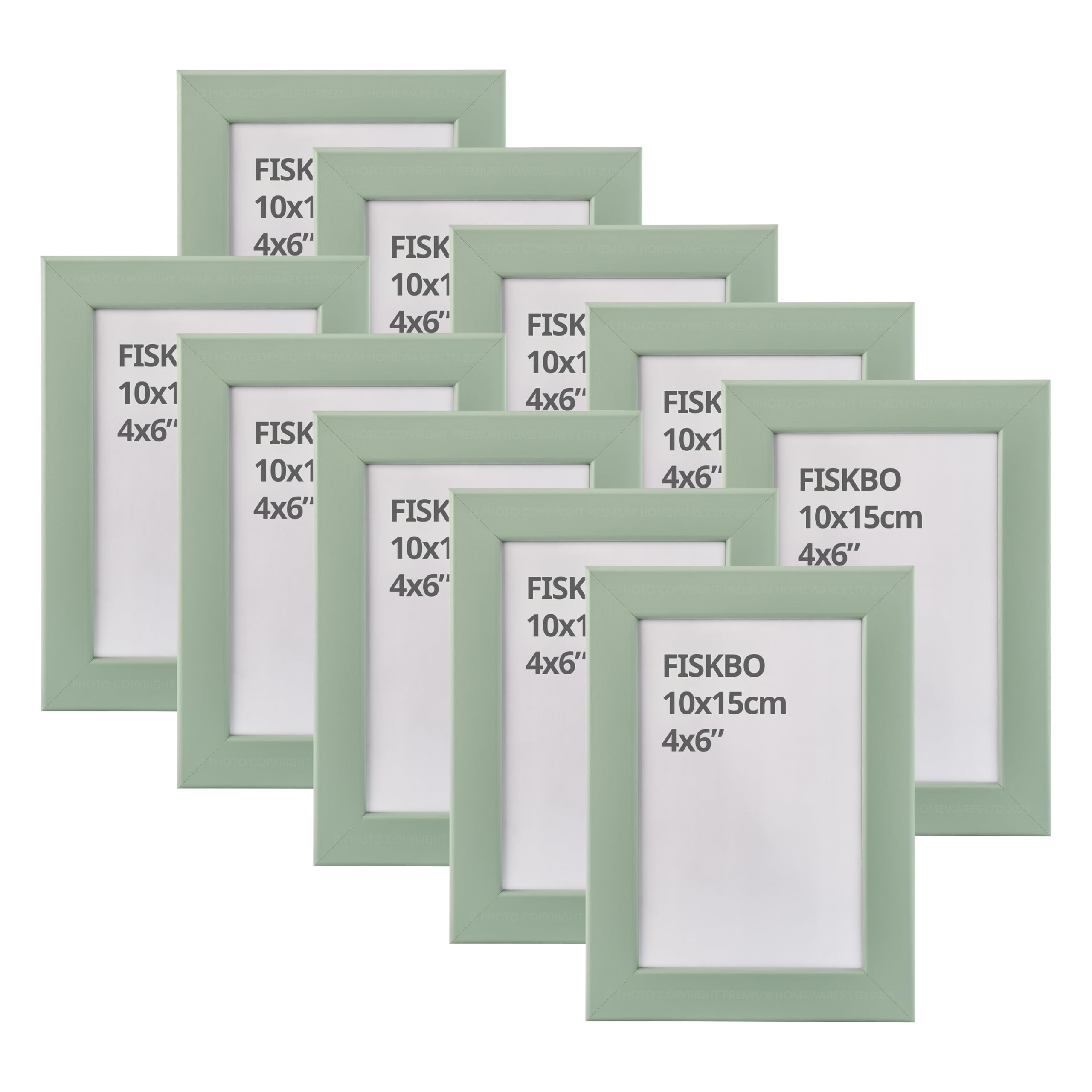 Cadres photo 10x15 cm gris clair incassables en lot de 10 pour mur