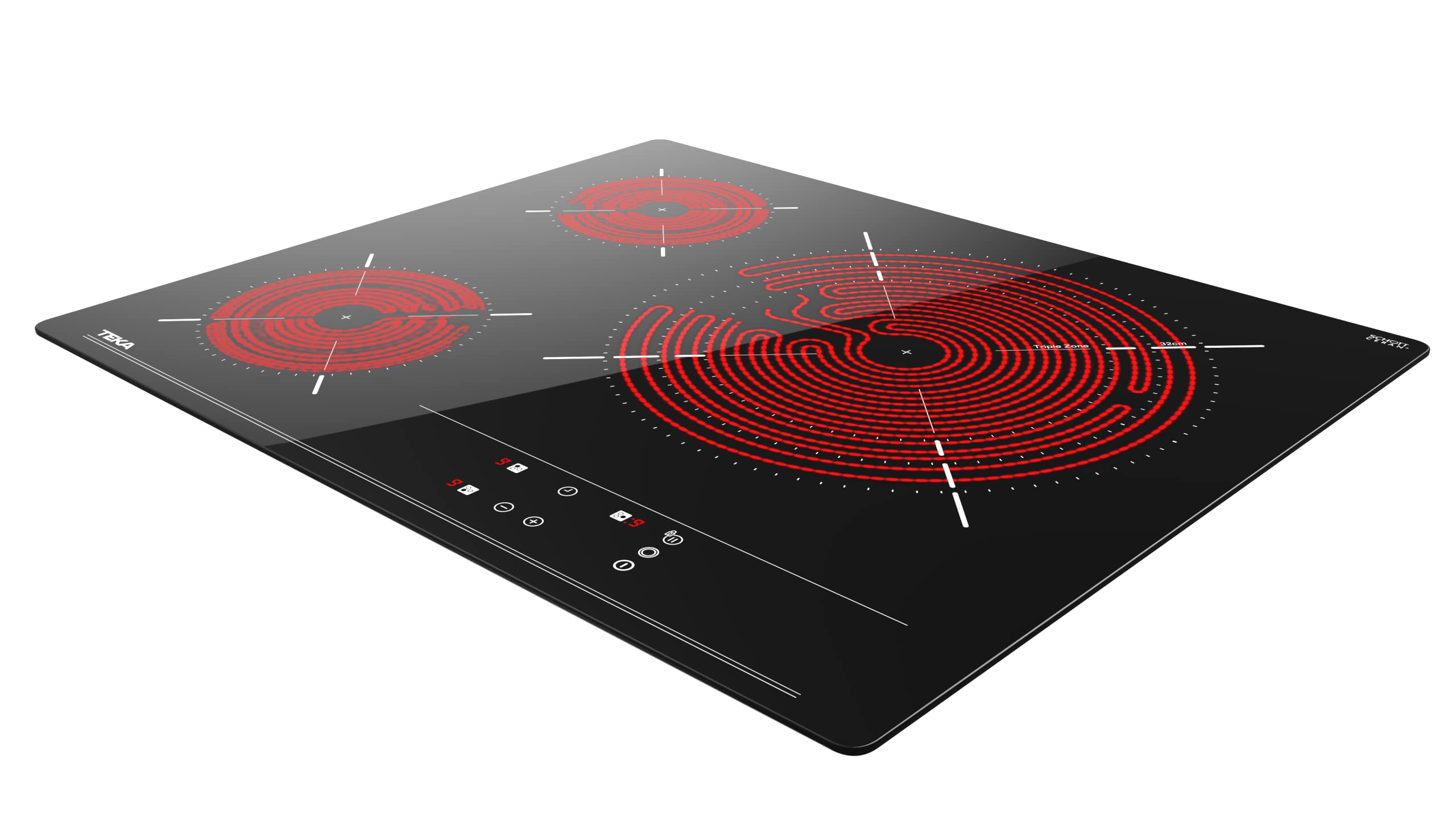 TEKA Placa Vitrocerámica 60 cm, 3 Zonas de Cocinado, Touch Control Frontal, Desconexión Automática, Bloqueo de Seguridad Infantil, Indicador de Calor Residual, Modelo TBC 63632 TTC