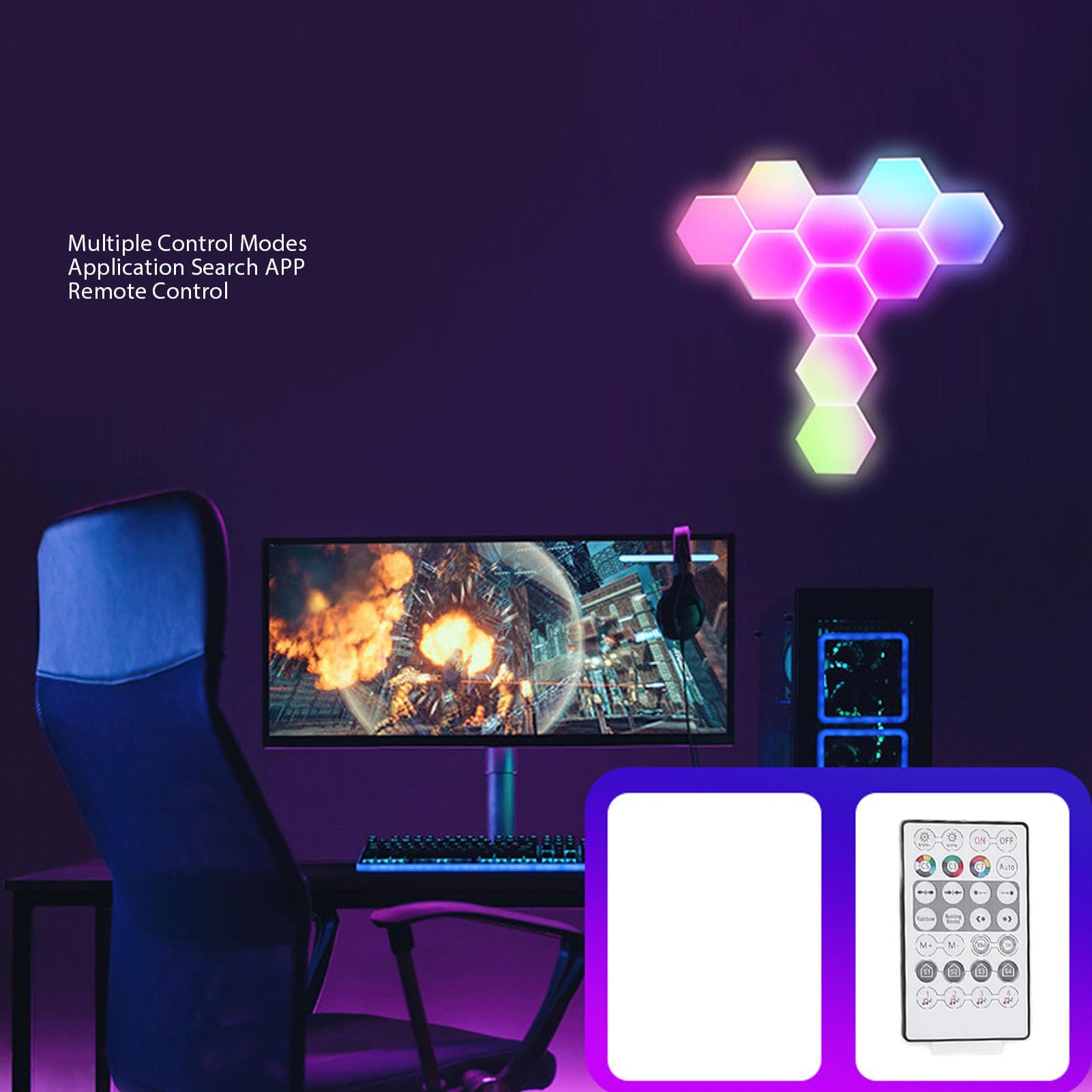 6 Set Pannelli Luminosi Esagonali, Smart APP RGB Musica Leggera Esagonale Modulare da Gioco con Sincronizzazione, Giunzioni Infinite Luci da Parete RGB Esagonali, Luci di