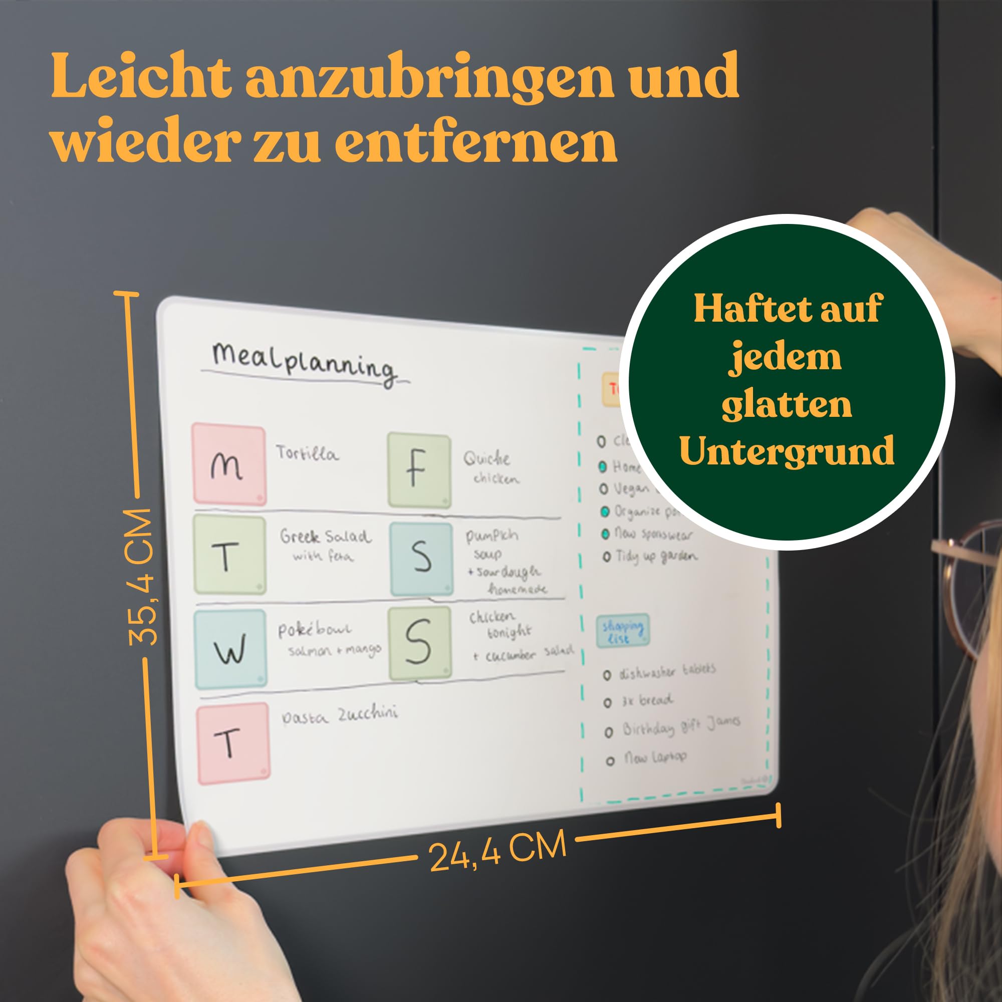 Bambook Sticky Whiteboard – Wiederverwendbare & Selbstklebende Whiteboard-Folie, Abwischbar und Umweltfreundlich, 35,4x24,4 cm – Flexibles Magnetboard für Büro, Zuhause, Planung & Kreative Notizen