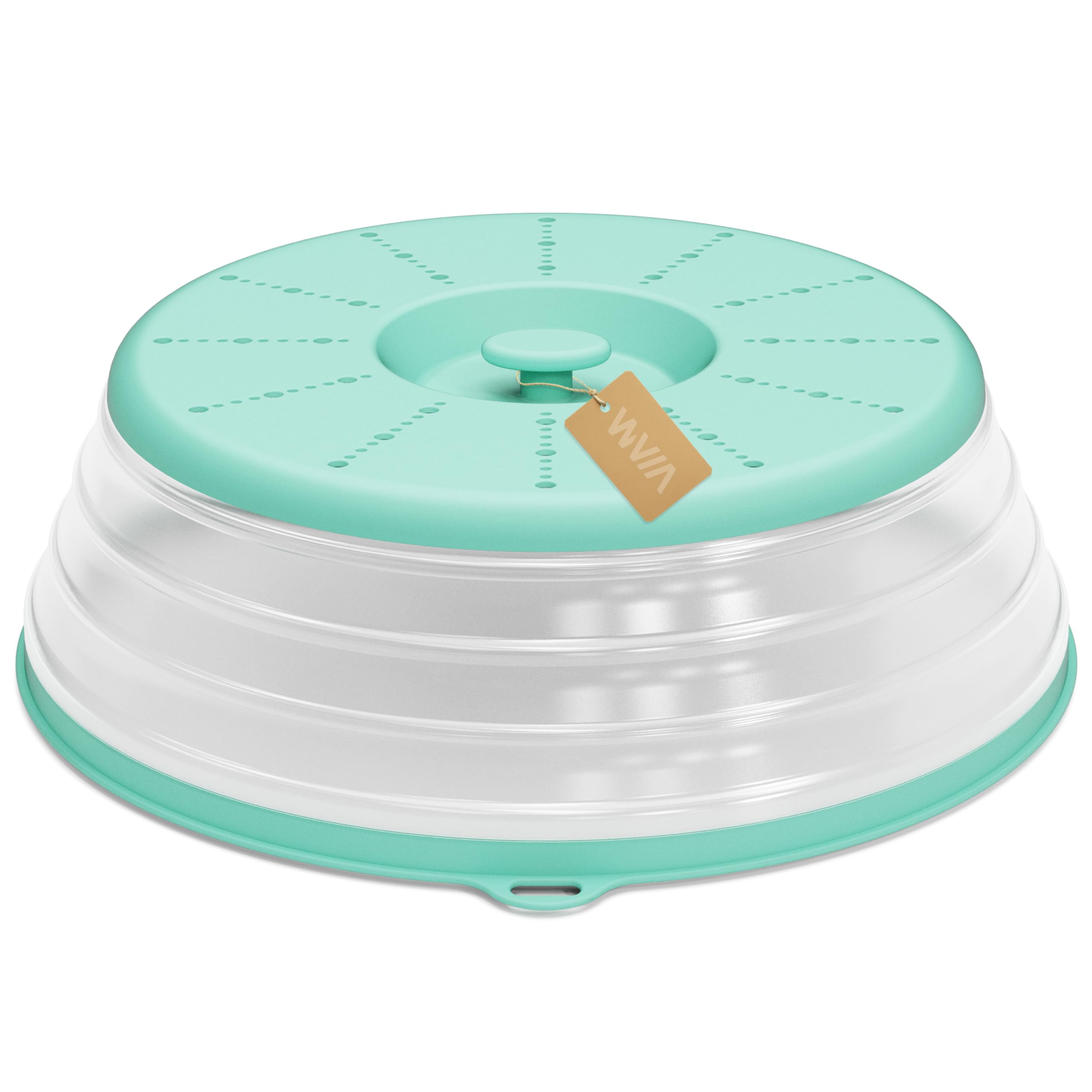 WVM Microwave Splatter Cover Vented for Food with Hook Hole, Splatter Guard &amp; Colander Kitchen Gadget for Food, Meal Prep, Mint Green, M(11"x3.26")-Pack of 1
