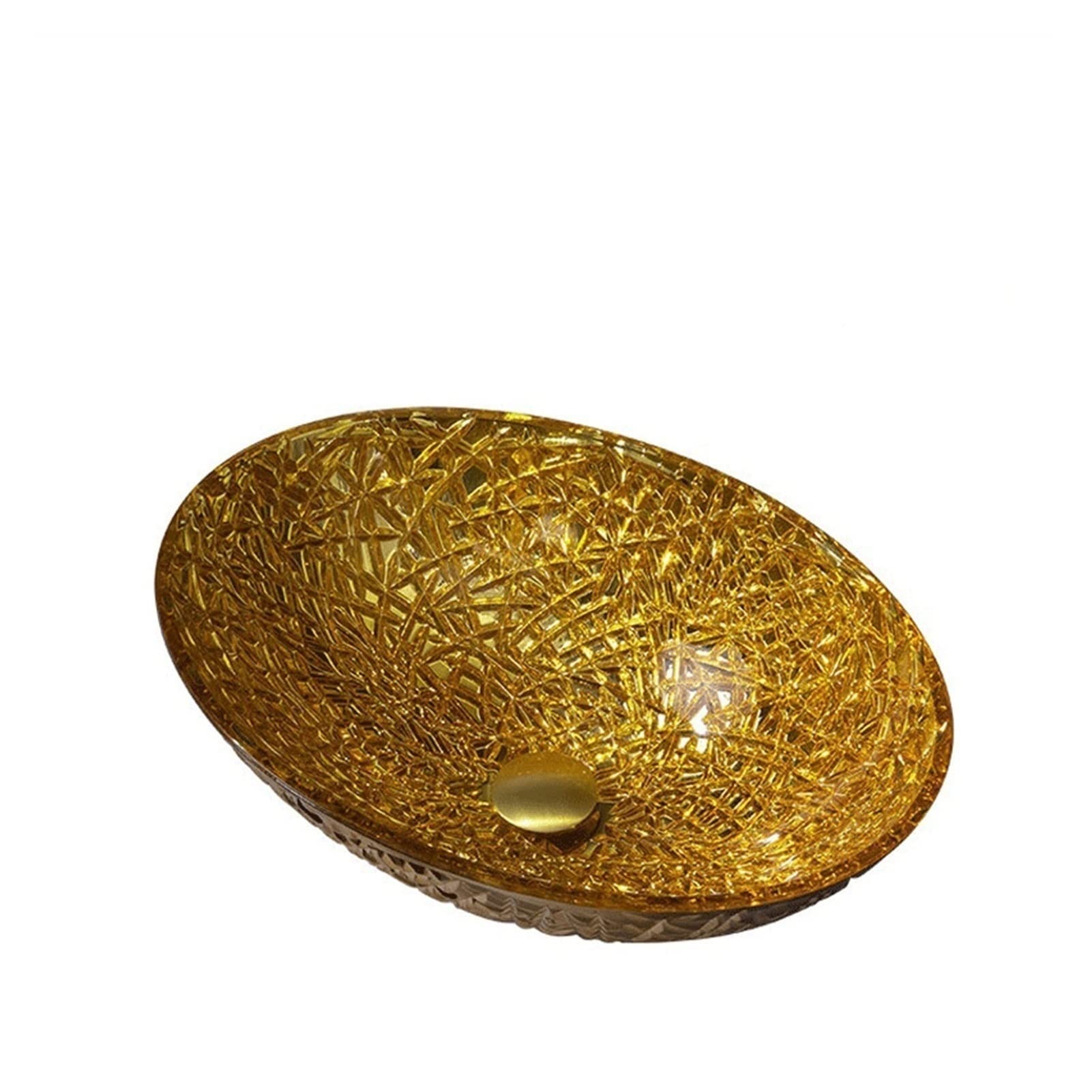 Teesong A Bathroom Sink Countertop Bathroom Vessel Sinks Galvanized Tempered Glass Wash Basin Home Oval Golden Sink Counter Basin