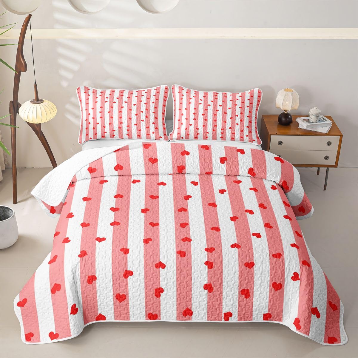 Homewish Set copripiumino singolo a righe rosse 2 pezzi