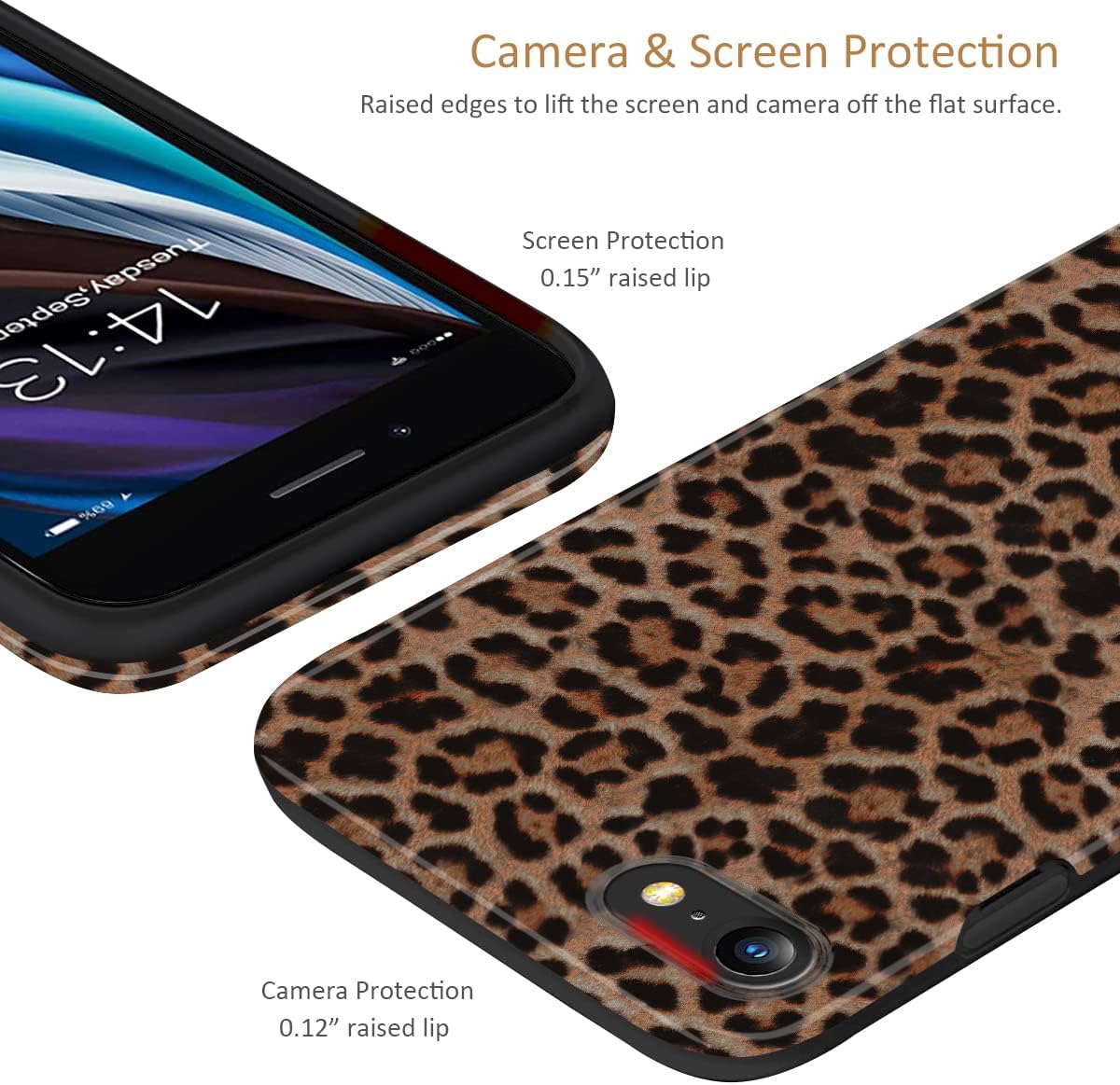 iDLike for iPhone SE 2022/2020 Case, iPhone 8/7 Case, Cute Design with Leopard Print Phone Case for Women Girls, Soft Silicone Slim Fit Cover, Black/Brown Cheetah