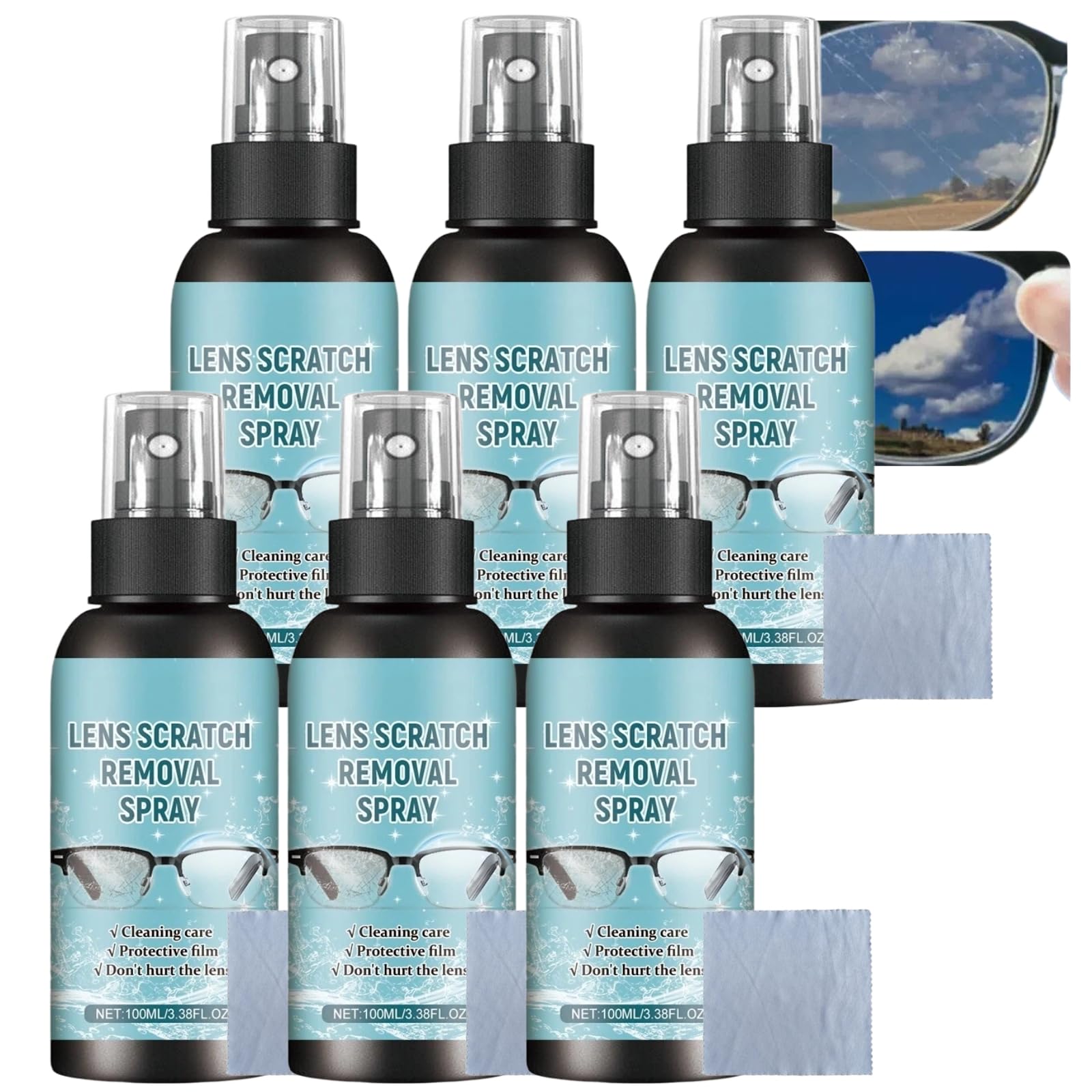 Brillenkratzerentferner-Spray, Reiniger kleinere Linsenreparaturen (6pcs)
