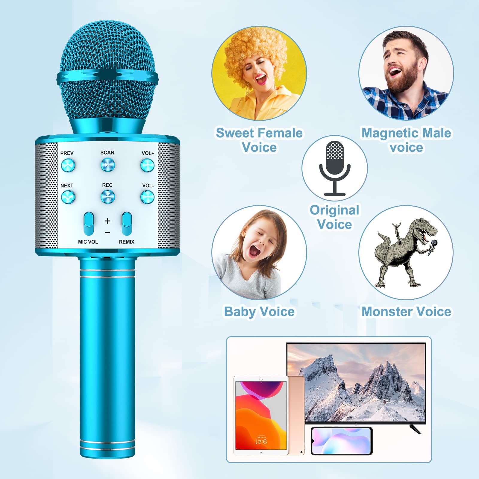 Microphone For Kids Mini Karaoke Machine For Adult And Kid Portable Handheld Bluetooth Speaker W/Mic Kids Microphone
