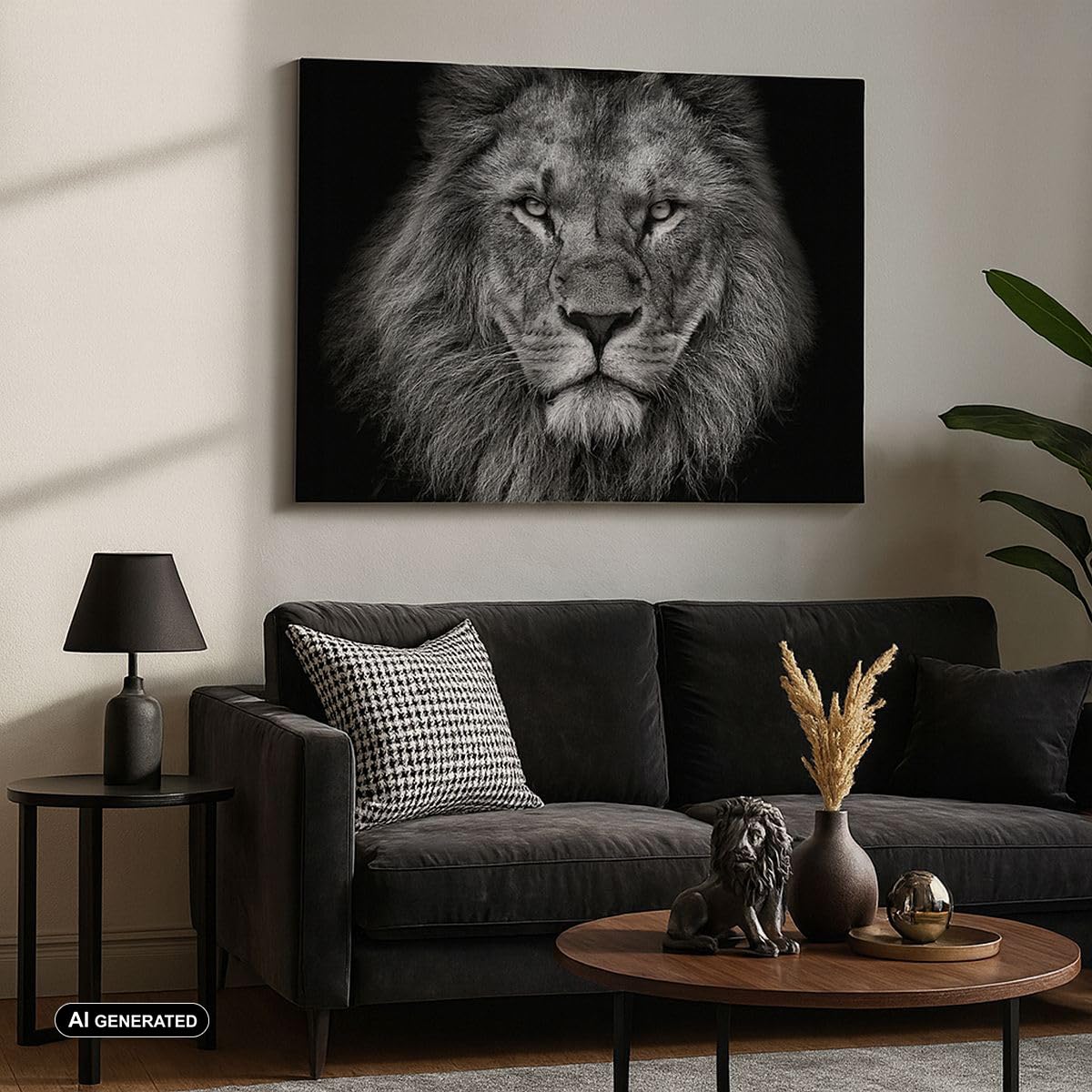 Cuadros Decoracion Salon Retrato León Blanco Y Negro Lienzos decorativos 120x80cm Cuadro Sobre Lienzo Moderno Dormitorio Cocina Cuadros Pared Imágenes Wall Art Prints Decor Grande XXL AA120x80-4494
