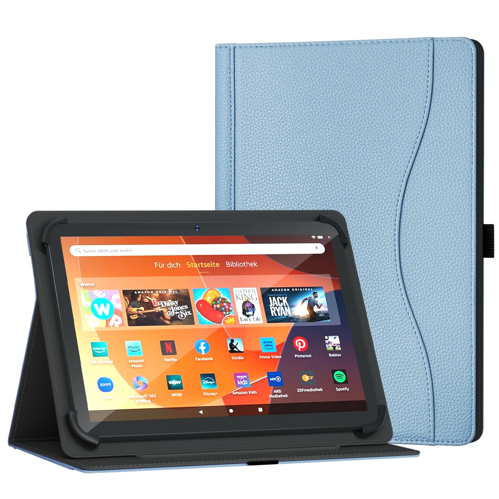 XunyLyee Universal Hülle für 10 10,1 Zoll Tablet, Android 16 15 Tablet 11 Zoll Hülle, Multiwinkel-Ständerhülle mit Tasche für Android-Tablet 9,6-11 Zoll, Himmelblau