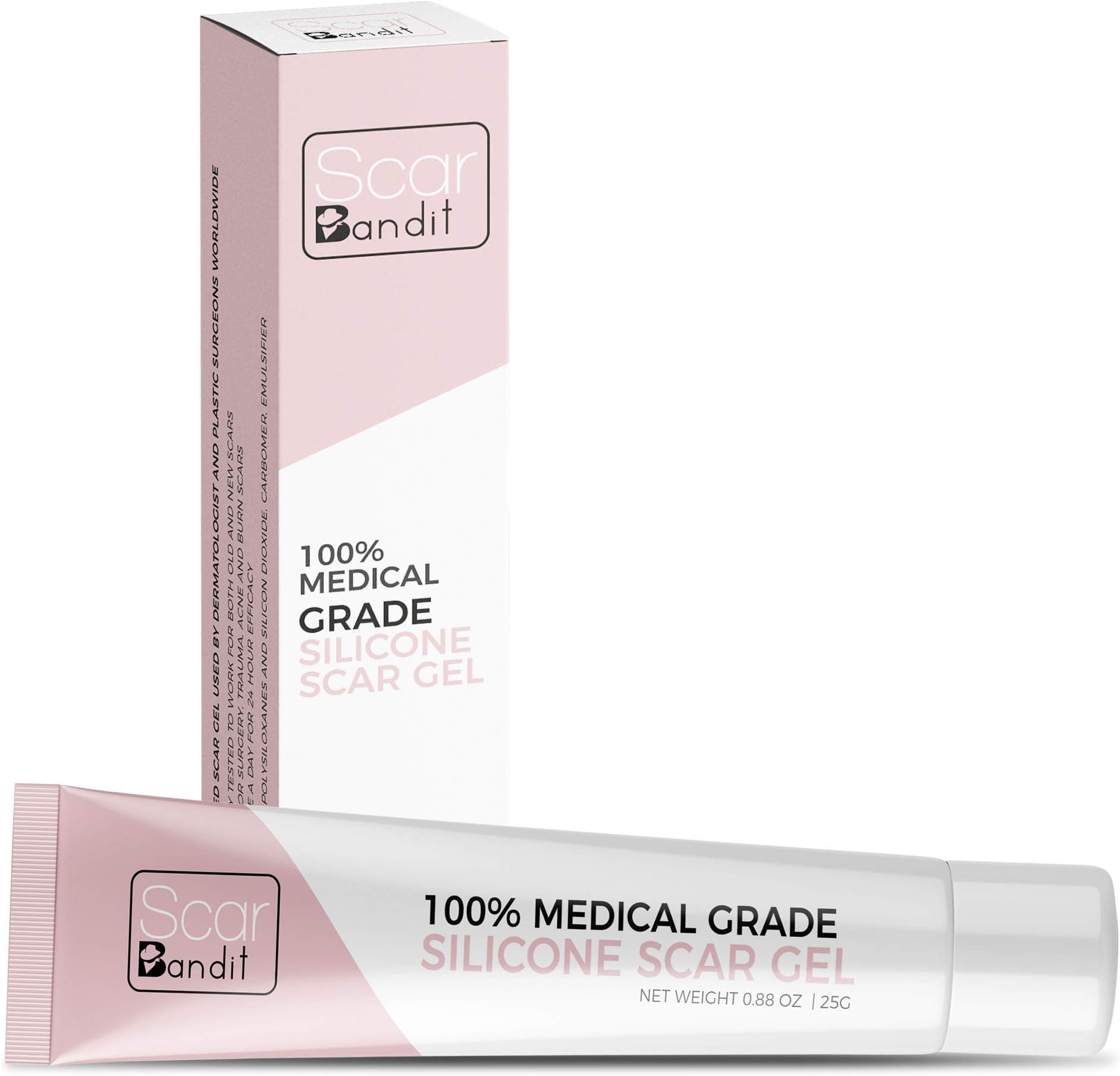 SCAR BANDITAdvanced Medical-Grade Silicone Scar Gel Cream for Face, Body, Stretch marks, C-sections, Surgical, Burn, Acne, Old and New Scars -25gram/0.88ounce -Clinically Proven