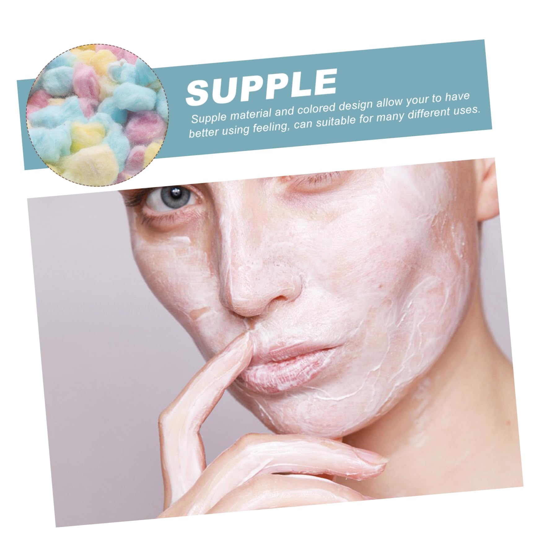 Happyyami Bunte Wattebällchen für Babys und Neugeborene Weich und Leicht 500g aus Baumwolle zur Gesichtsreinigung und Make Up Entfernen