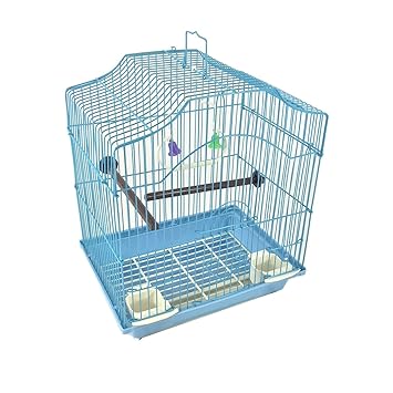 EDMBG Bird Cage KIT Blue Starter Set Perches Swing Feeders Scalloped Top Small Bird