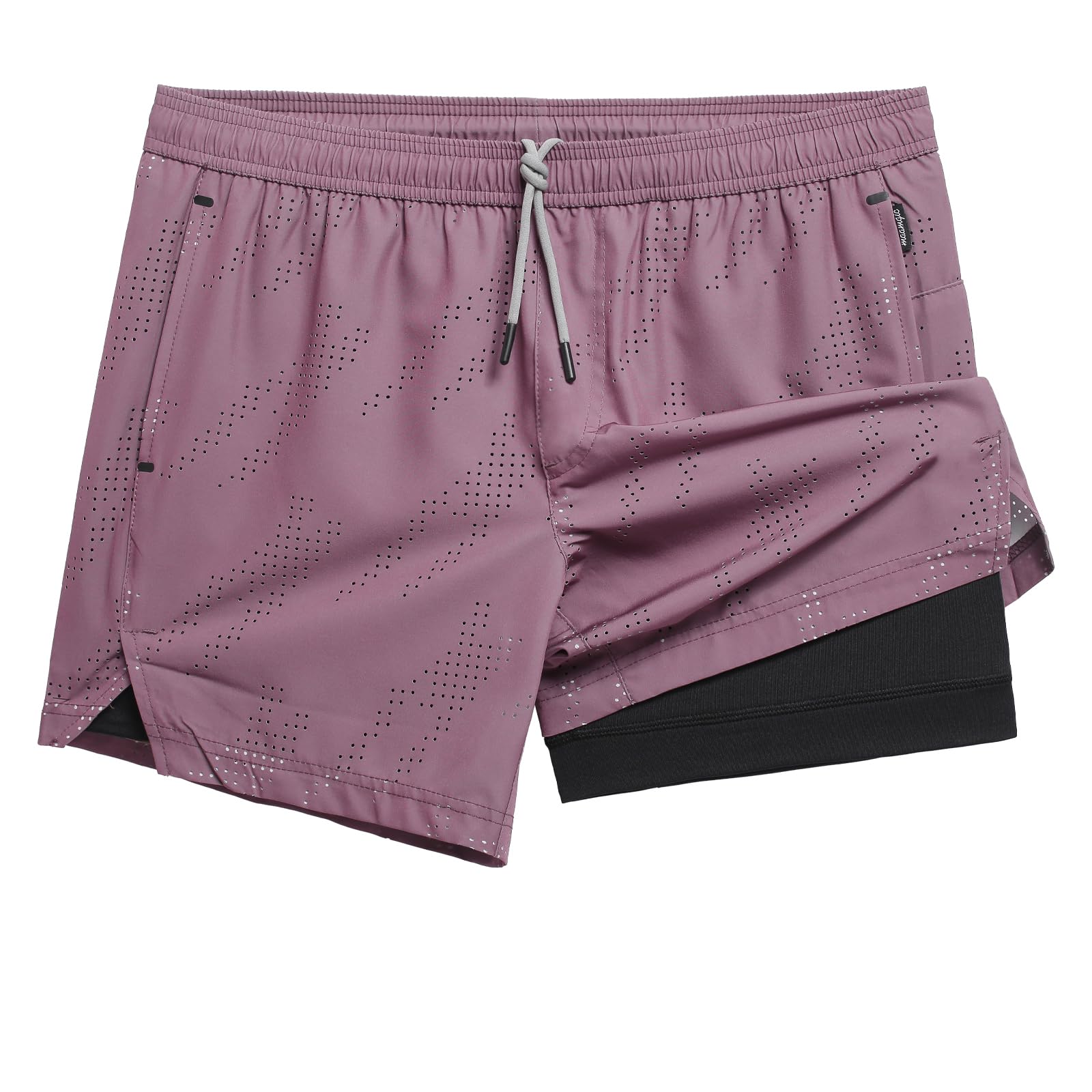 maamgic Mens Running Shorts with Compression Liner 5" Quick Dry Zip Pocket