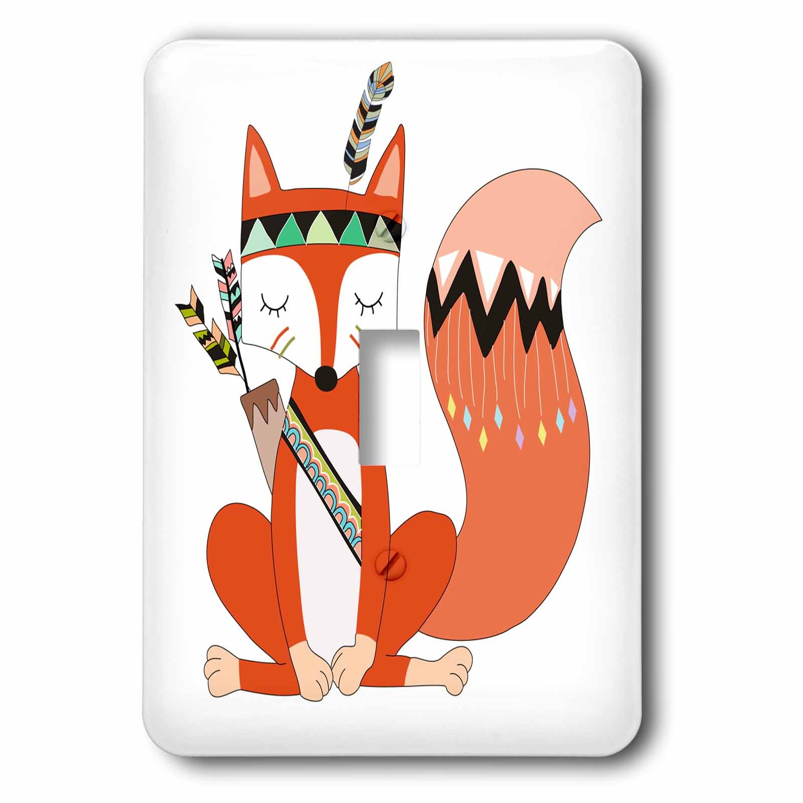 Interruptor de palanca único 3dRose con diseño de zorro resistente a arañazos