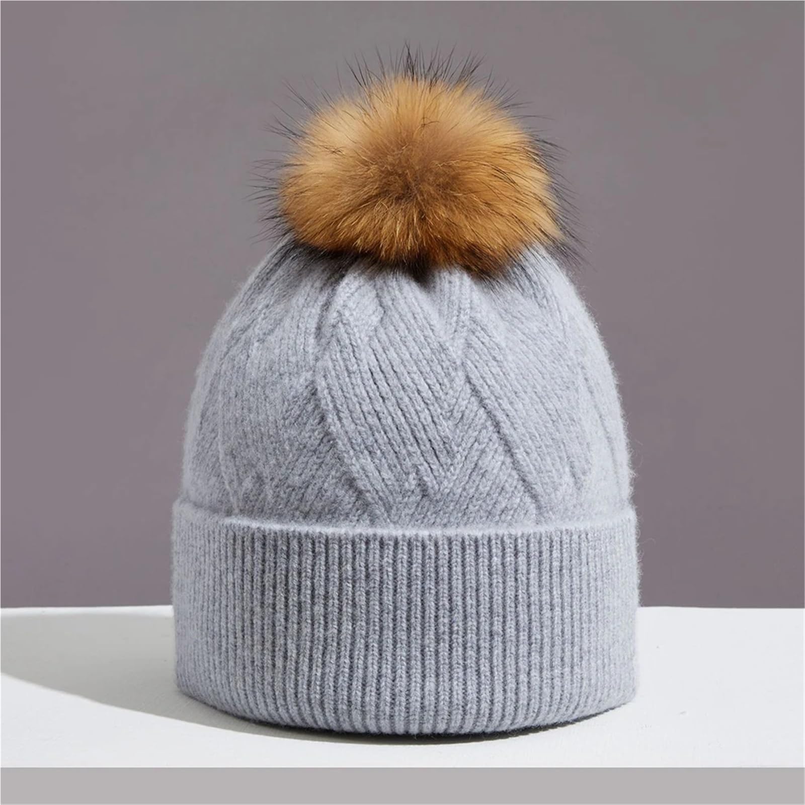 Bommelmütze for Damen, Winter, Herbst, Wolle, Strickmütze, warm, weich, Skifahren, Zubehör for Outdoor-Sportarten(Black)