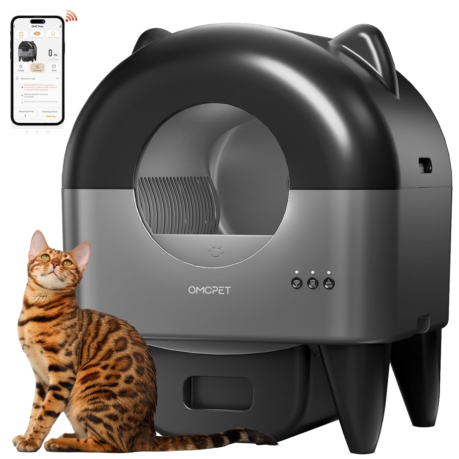 MeoWant Litiere Chat Autonettoyante, Litiere Automatique Chat Entièrement Fermé Pour Plusieurs Chats, Ultra Sûr/Contrôlé Par APP/Désodorisant, Avec Tapis & Sac Poubelle & Déodorant