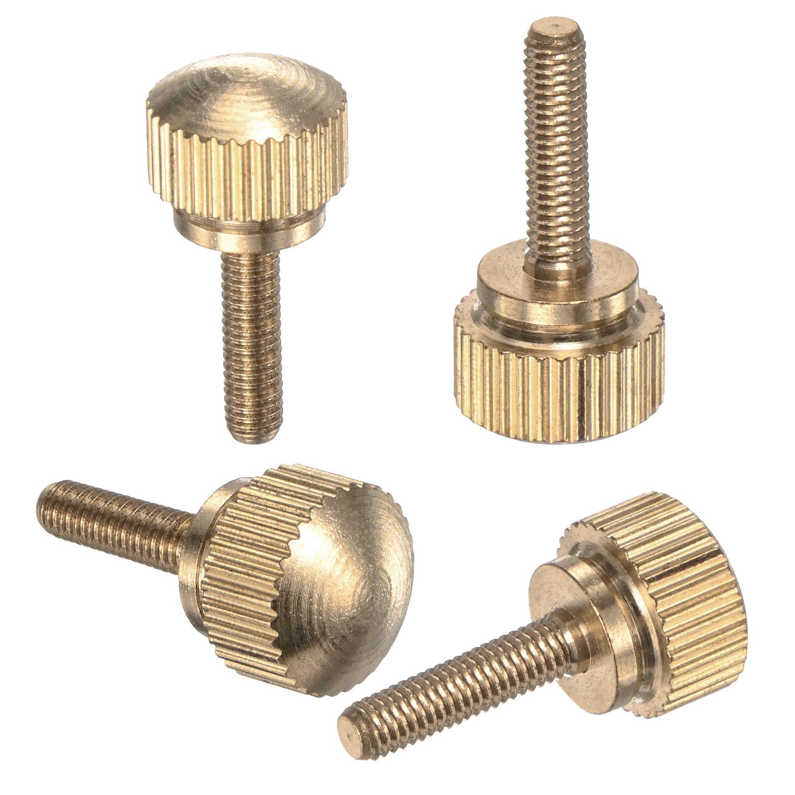 M METERXITY 4-Pack Knurled Thumb Screws, M3x12mm Solid Brass Round Head Knobs Bolts with Shoulder Grip Fasteners for Eye Glass Screws/PC Computer, Thumbscrew Threaded Knurled Tip