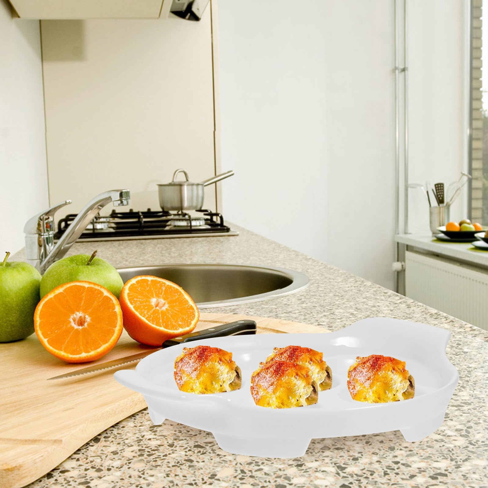 Gatuida 4 piezas Platos Cerámica para Caracoles con Doble Asa Resistente Altas Temperaturas para Horno y Barbacoa Diseño Versátil para Mariscos y Aperitivos