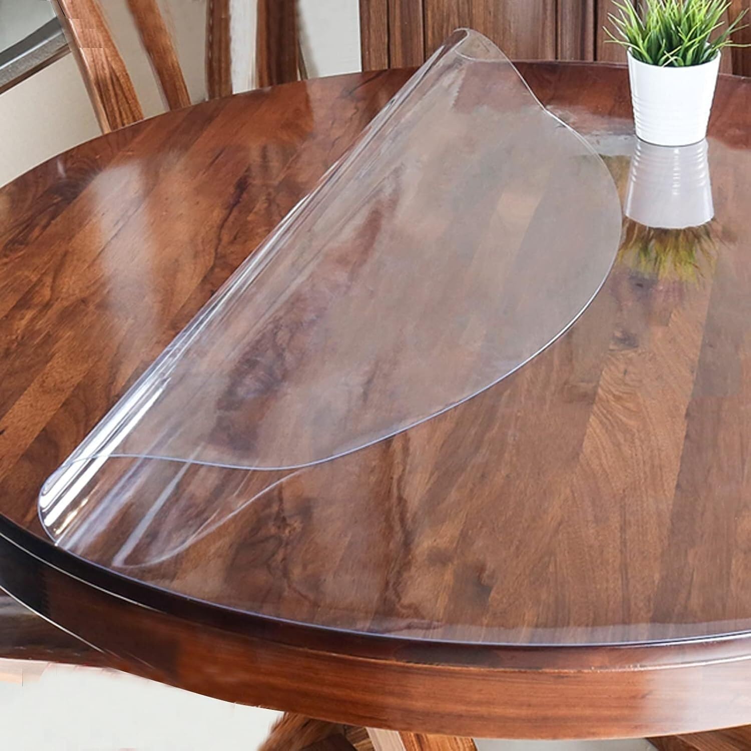 Nappe ronde transparente PVC 100 cm protège table lavable brillant épaisseur 2 mm