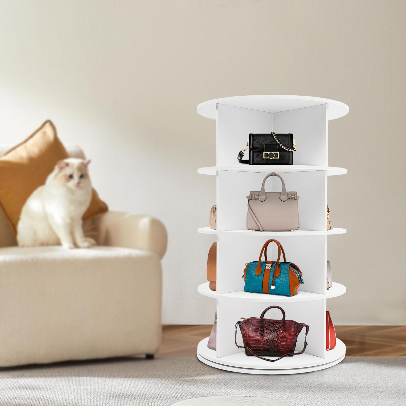 Organizzatore di Letteratura a 4 Livelli, scarpiera Girevole, Torre Verticale con Imbottitura Superiore, ripiano per Scarpe, Organizer per riporre Le Scarpe per Ingresso, Camera da
