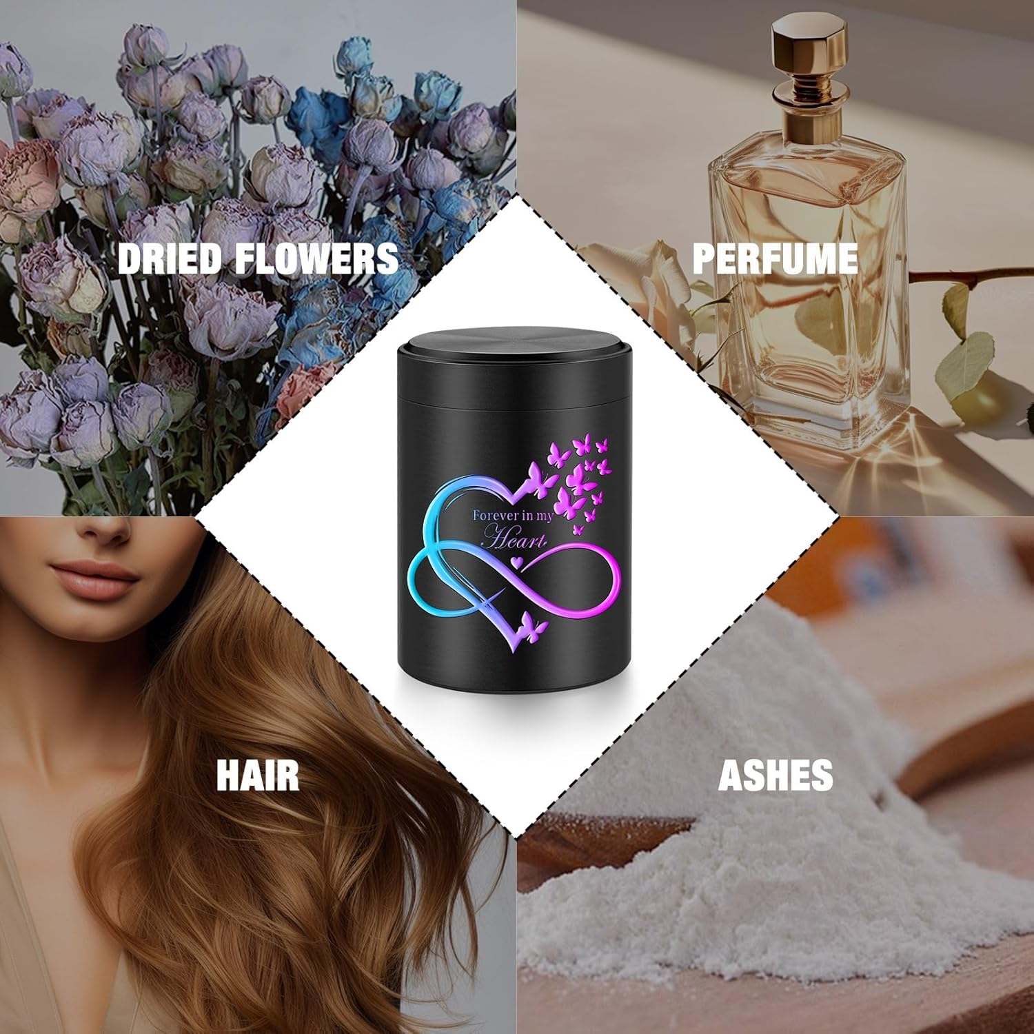 SOITIS Small Urn for Human Ashes Keepsake 2.6 inch Aluminum Urn for Ashes, Keepsake Mini Urn for Human Ashes Memorial Funeral Urn - Black - Image 5