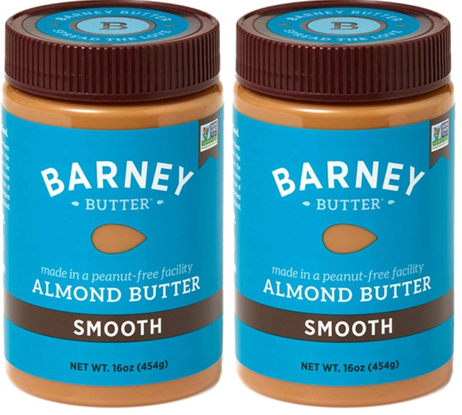 Barney Butter Almond Butter, Smooth, No Stir, Non-GMO, Skin-Free, Paleo Friendly, KETO, 16 Ounce (Pack of 2)