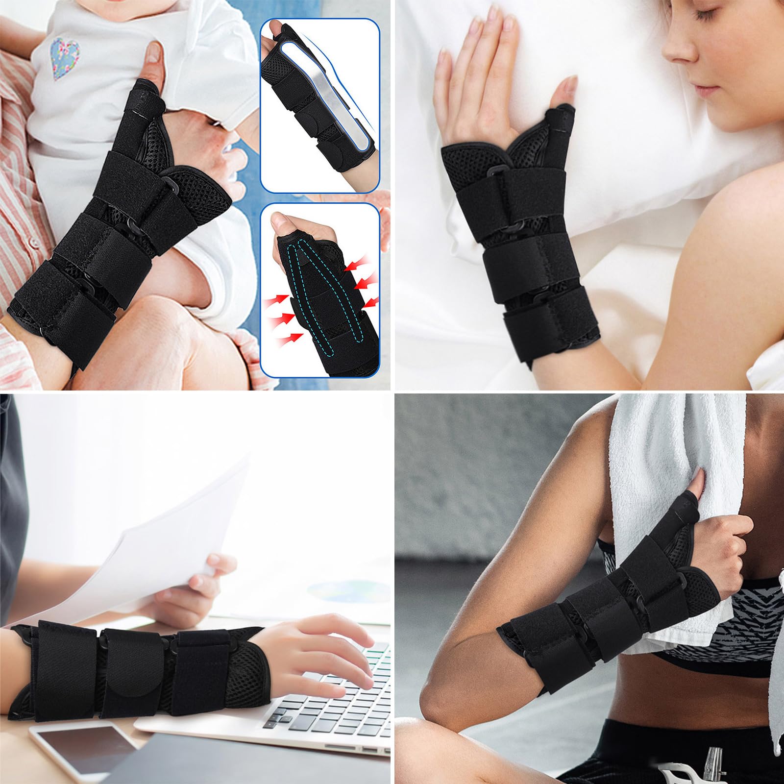 Shurhome Thumb And Wrist Splints Brace With Thumb Stabilizers Thumb Spica Splints For Right And Left Hand Easy-to Use