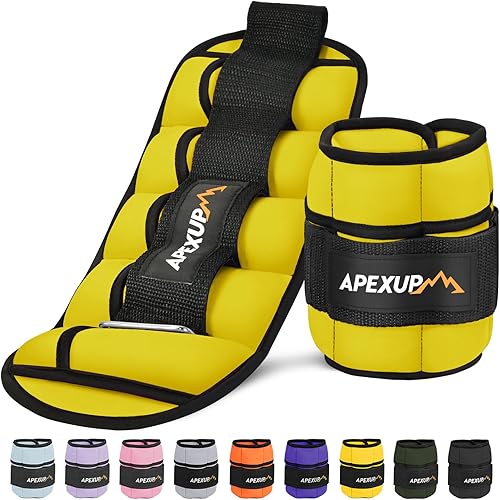 Vista 19 de APEXUP 10 libras/par de pesas de tobillo ajustables para mujeres y hombres, correas de peso modularizadas para piernas para yoga, caminar, correr
