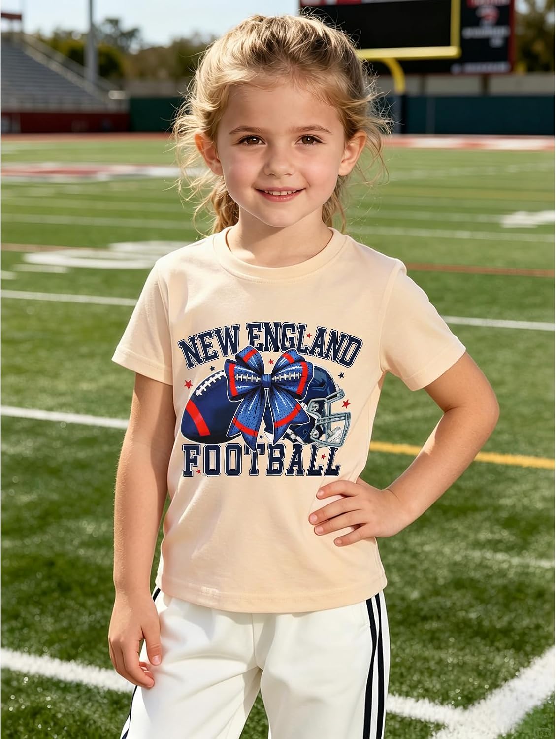 CM C&M WODRO Football Shirts for Toddler Girl Football Team T-Shirt Short Sleeve Kids Game Day Outfit Sports Fans Tee Tops