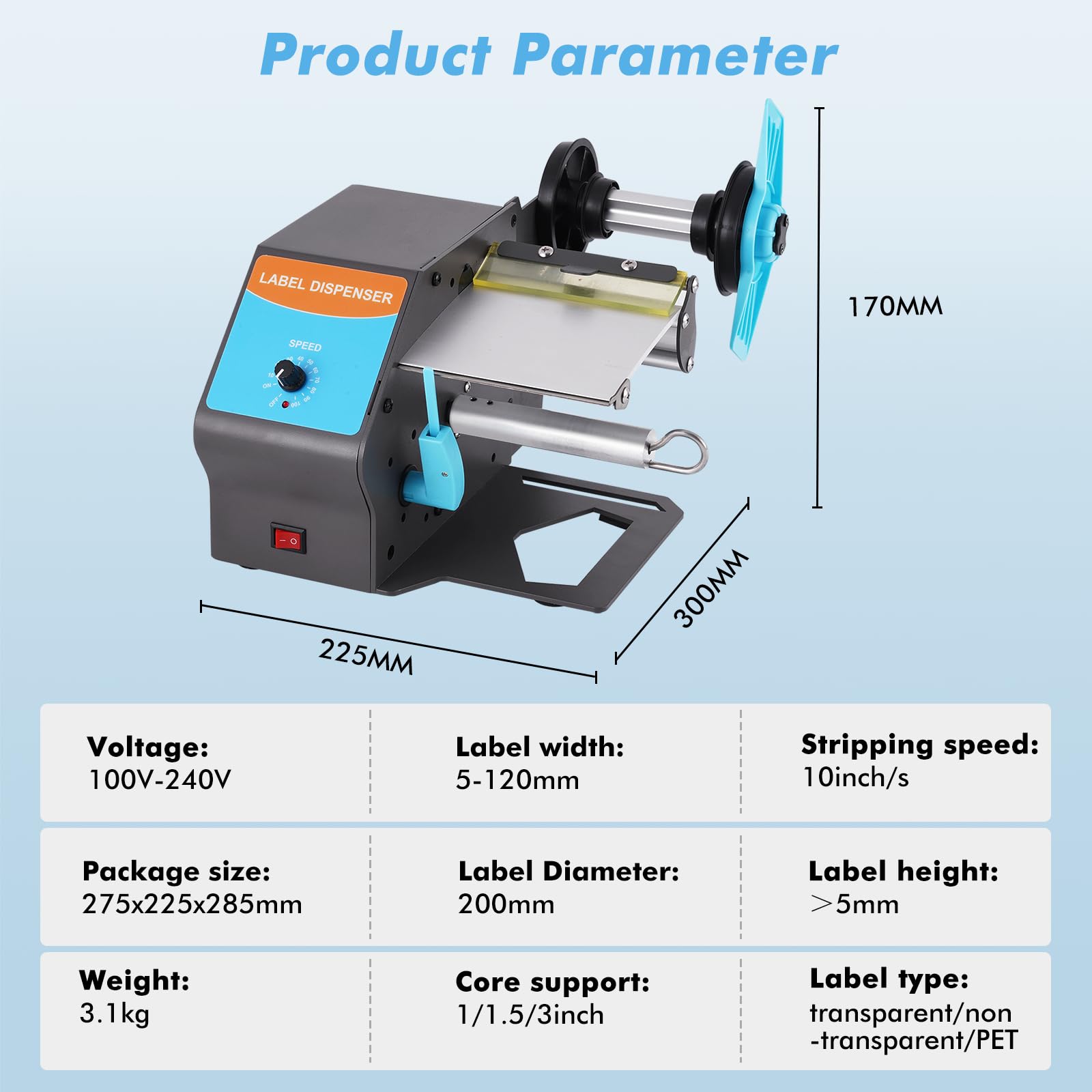 YUCHENGTECH Dispenser Etichette Trasparenti Automatico 10 pollici/s | Dispenser Etichette Adesive Elettrico Larghezza 5-120 mm Longueur Supérieure à 5 mm per Etichette Autoadesive e Trasparenti