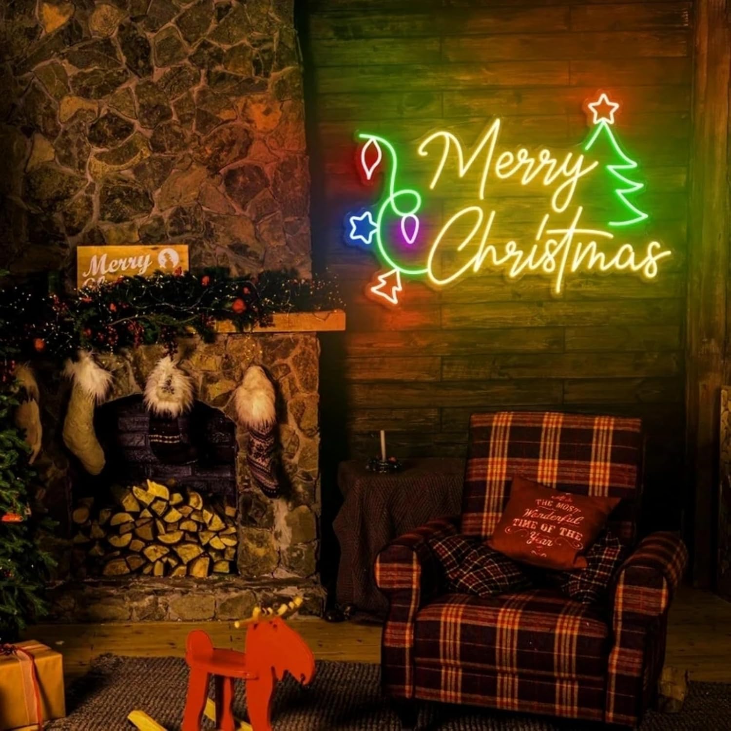 Merry Christmas Neon Sign Santa Hat Decor Light Ornaments Tree Neon Sign Santa Claus Led Lights For Party Bar Man Cave Club Shop Window Door Bedroom Home Decoration Christmas Gifts