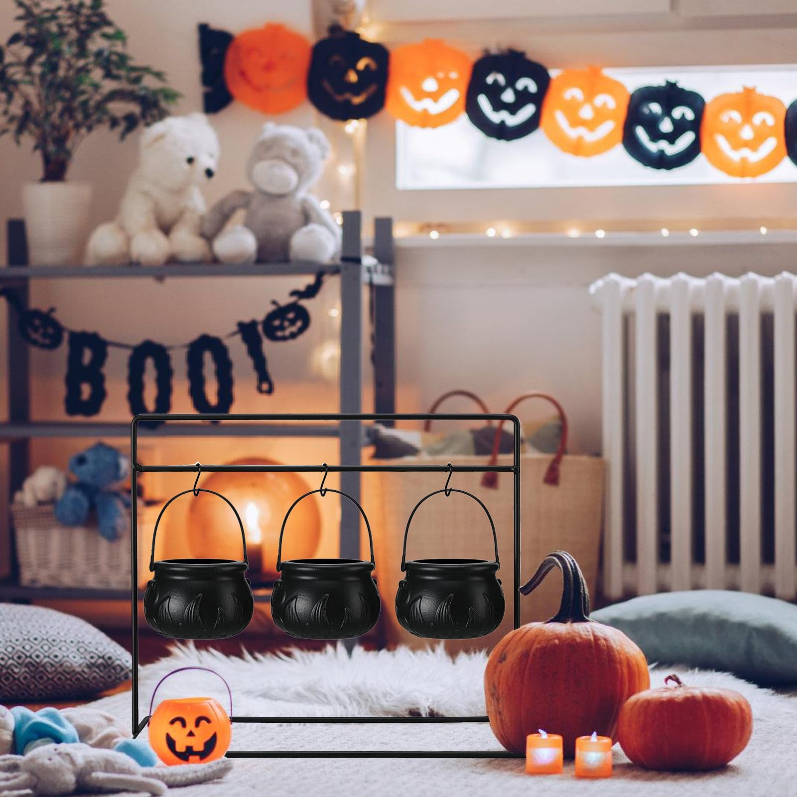 De Heks En De Ketel Van Halloween Vector Illustratie - Illustration of