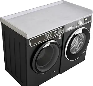Kaboon Washer Dryer Countertop, Melamine Countertop with Edge Rails - 27.5" Depth x 54" Width Laundry Room Organization, White Rock
