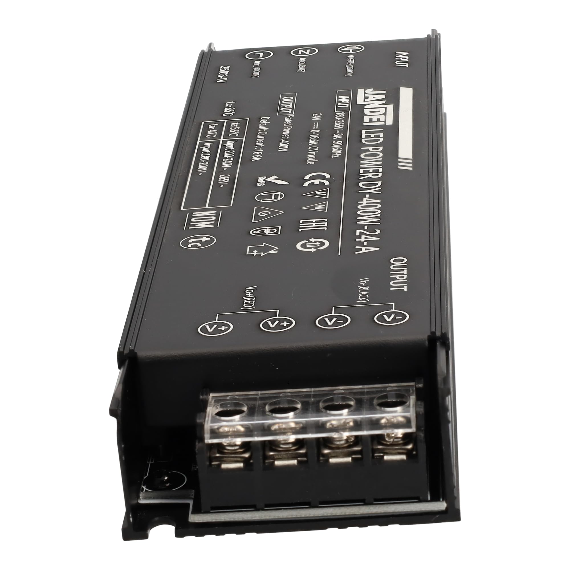 Jandei - Zasilacz kompaktowy transformator 110/220V AC do 24V DC 400W 16A, instalacja wewnętrzna IP20 dla taśm LED, neonowych lub niskonapięciowych urządzeń
