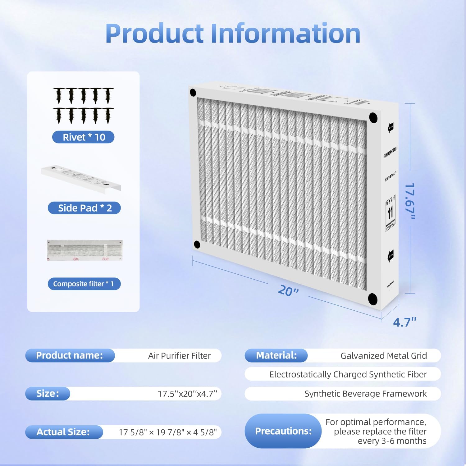 FLRQB5AH18M11 QuikBox MERV 11 Air Replacement Filter Compatible with Trane FLRQB5AH18M11,AH Dedicated 17.67"x 20"x 4.7"(1-PACK)
