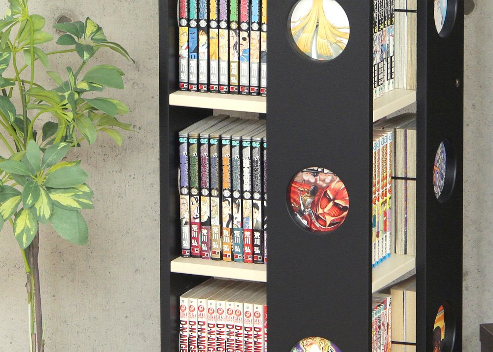 Amazon｜回転式の本棚！回転コミックラック 7段タイプ レッド（CD