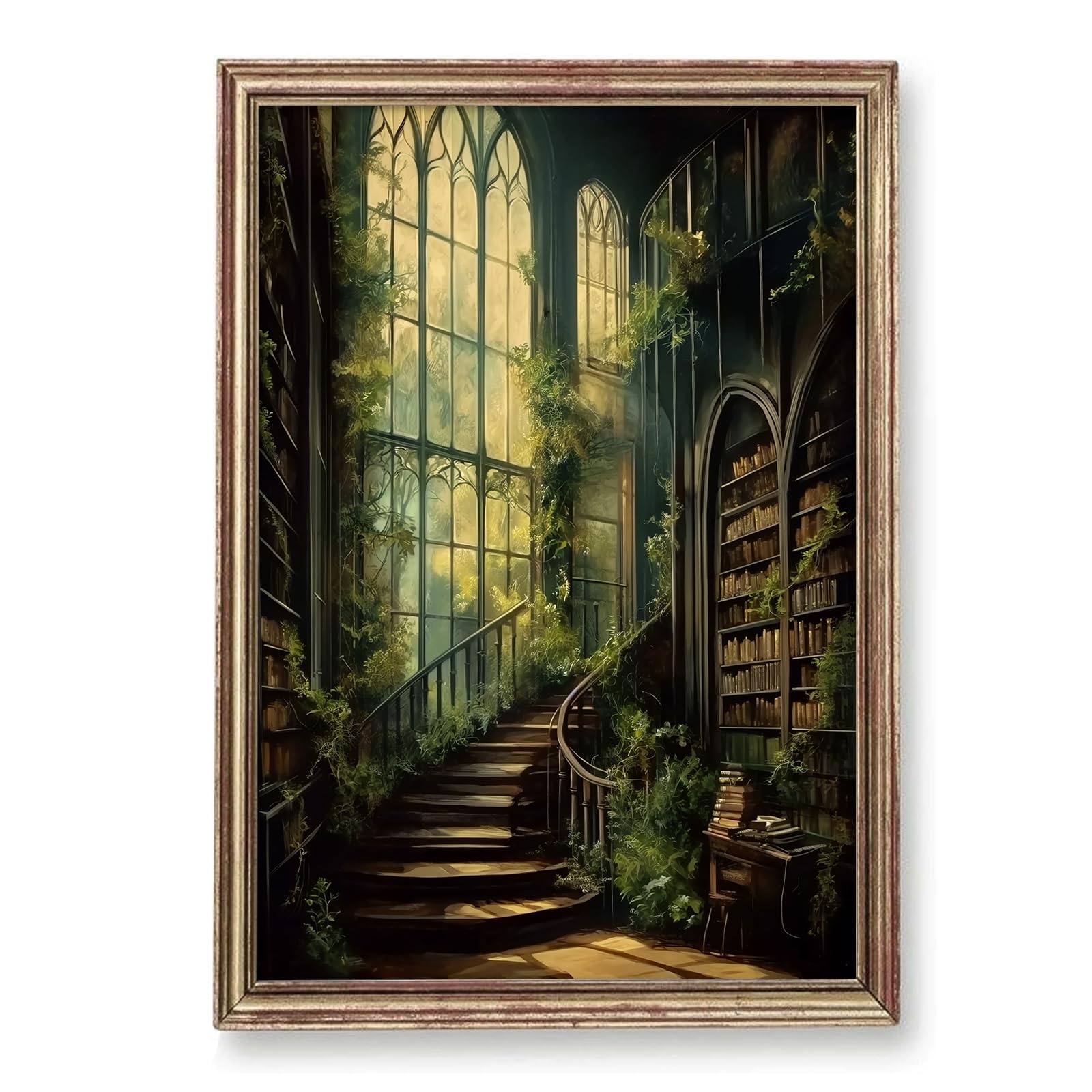 Dark Academia Paintings Gothic Canvas Wall Art Vintage Victorian Art Prints Medieval Castle Wall Art Vintage Library Posters Library Pictures Vintage