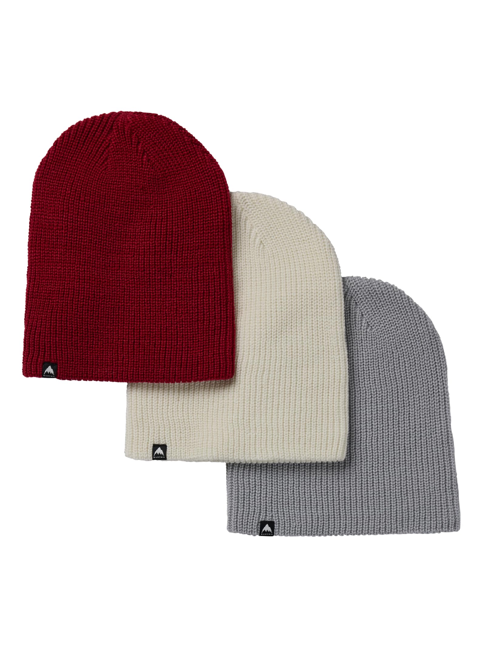 Burton Men's Deep Red/Stout White/Silver Sconce Recycled Dnd Beanie (3 Pack), One Size